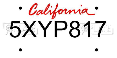 5XYP817 California License Plate
