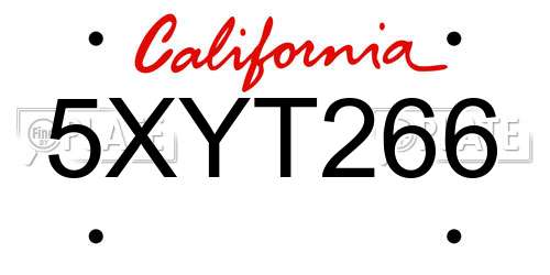 5XYT266 California License Plate