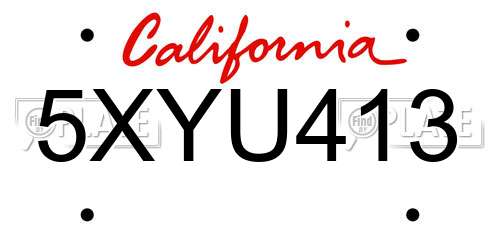 5XYU413 California License Plate