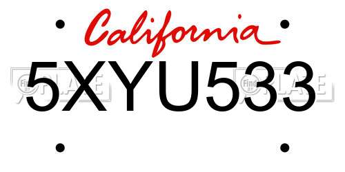 5XYU533 California License Plate