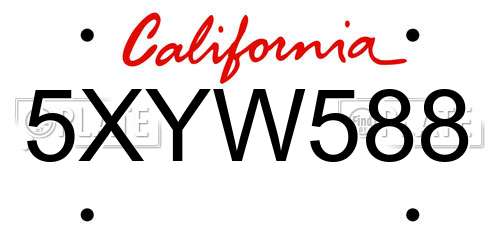 5XYW588 California License Plate