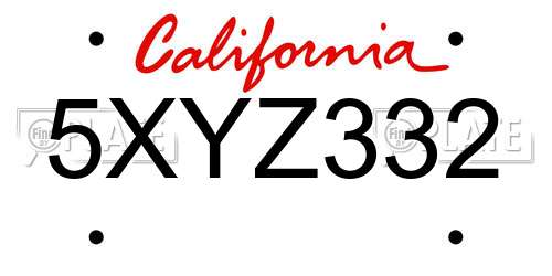 5XYZ332 California License Plate