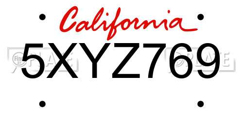 5XYZ769 California License Plate