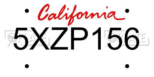 5XZP156 California License Plate