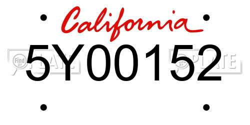 5Y00152 California License Plate