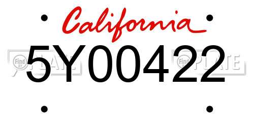 5Y00422 California License Plate