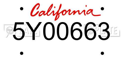 5Y00663 California License Plate