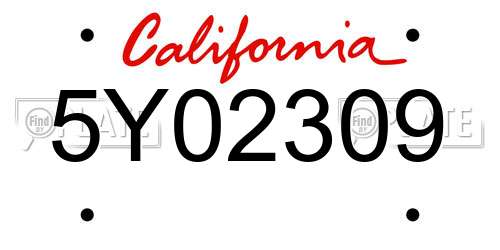 5Y02309 California License Plate