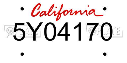 5Y04170 California License Plate