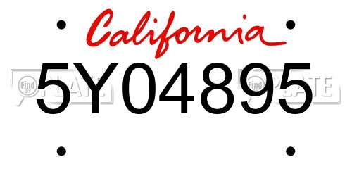5Y04895 California License Plate