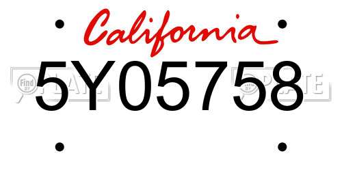 5Y05758 California License Plate