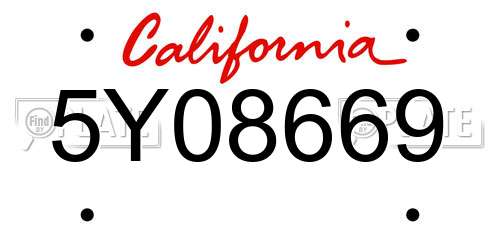 5Y08669 California License Plate