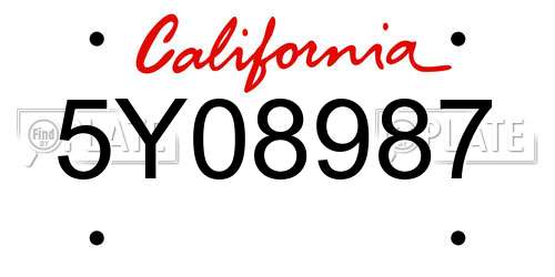 5Y08987 California License Plate