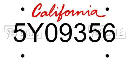 5Y09356 California License Plate