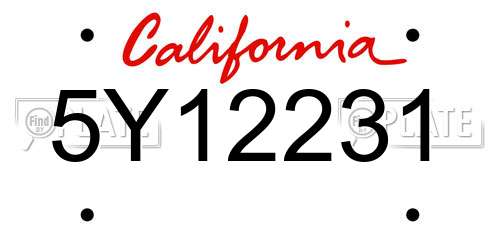 5Y12231 California License Plate