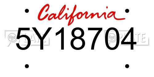 5Y18704 California License Plate