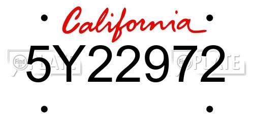 5Y22972 California License Plate