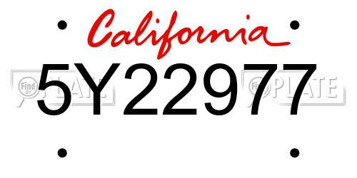 5Y22977 California License Plate