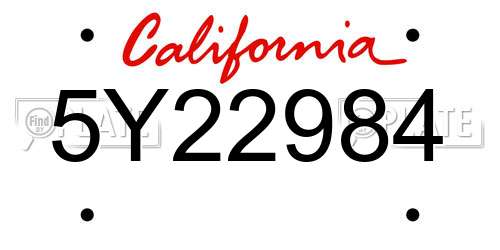 5Y22984 California License Plate