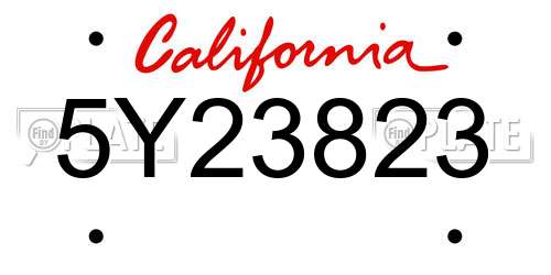 5Y23823 California License Plate