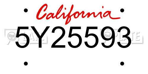5Y25593 California License Plate