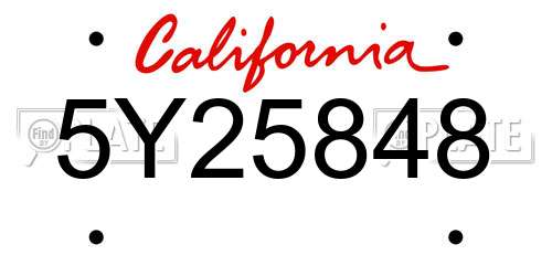 5Y25848 California License Plate