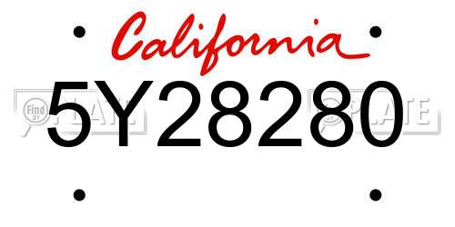 5Y28280 California License Plate