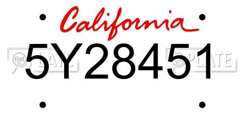 5Y28451 California License Plate