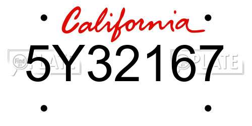 5Y32167 California License Plate