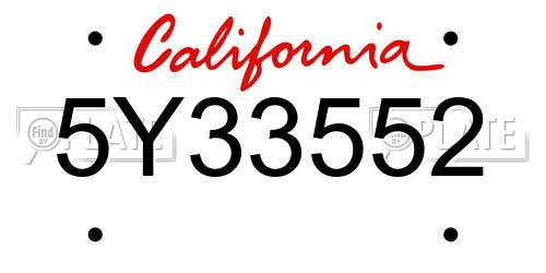 5Y33552 California License Plate