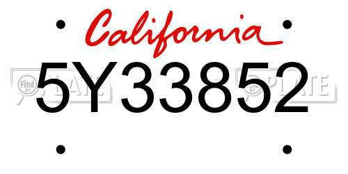 5Y33852 California License Plate