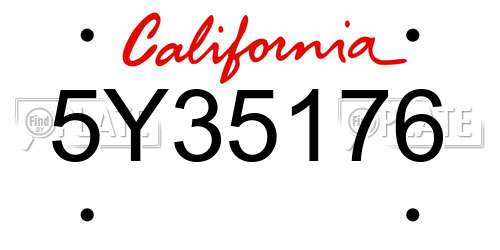 5Y35176 California License Plate