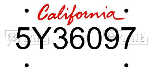 5Y36097 California License Plate