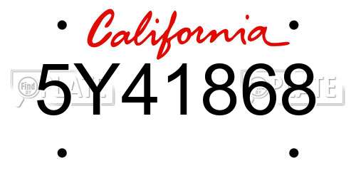 5Y41868 California License Plate