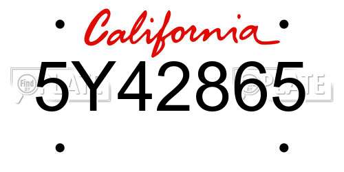 5Y42865 California License Plate