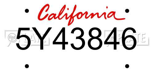 5Y43846 California License Plate