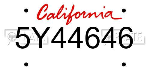 5Y44646 California License Plate