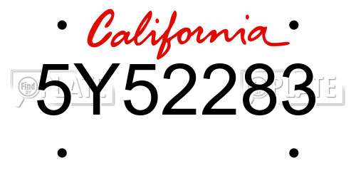 5Y52283 California License Plate