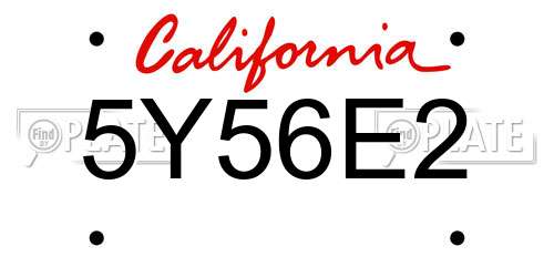 5Y56E2 California License Plate