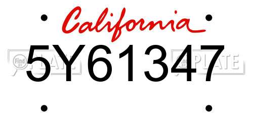5Y61347 California License Plate