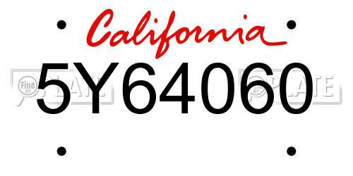 5Y64060 California License Plate