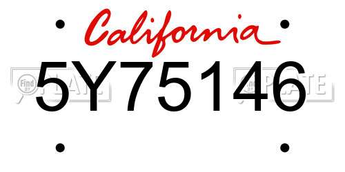 5Y75146 California License Plate