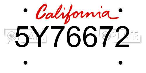 5Y76672 California License Plate