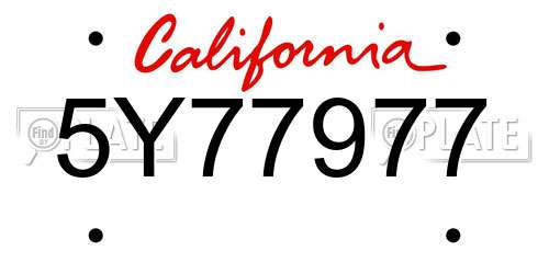 5Y77977 California License Plate