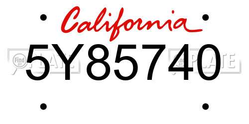 5Y85740 California License Plate