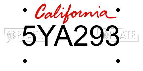 5YA293 California License Plate