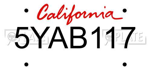 5YAB117 California License Plate