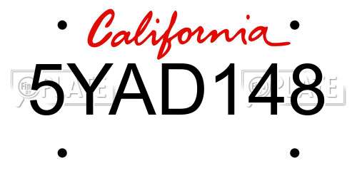 5YAD148 California License Plate