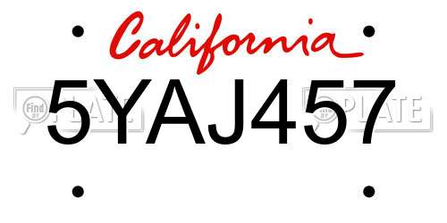5YAJ457 California License Plate