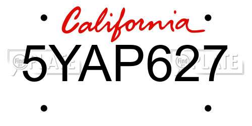 5YAP627 California License Plate